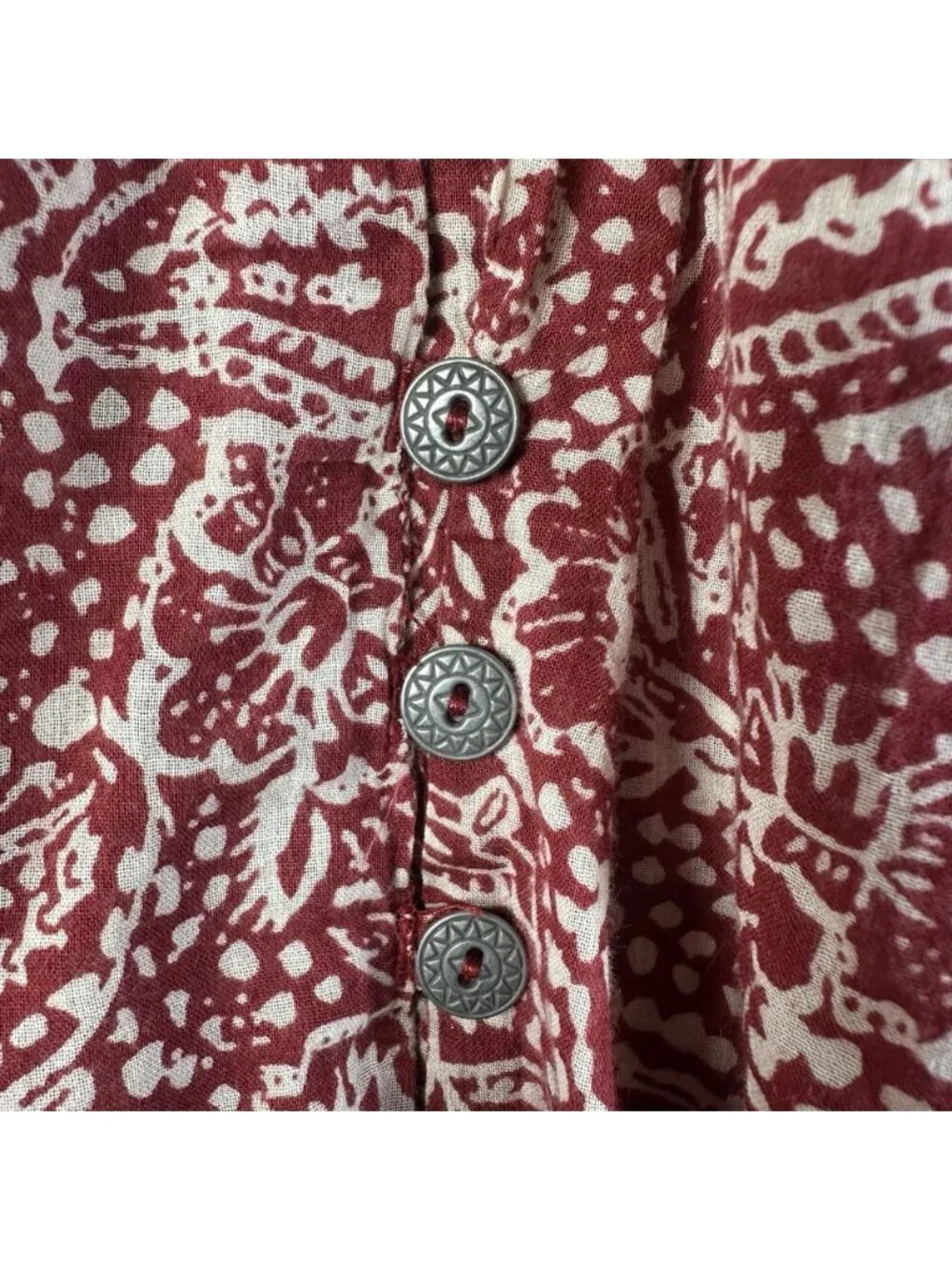 Free People Women's Size Small Cool Meadow Top Peasant Floral Oversized Red - Picture 7 of 13